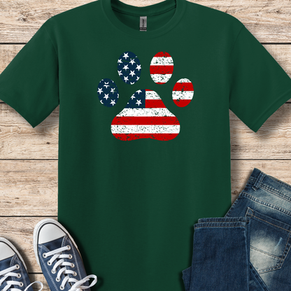 American Flag Paw Print Tee