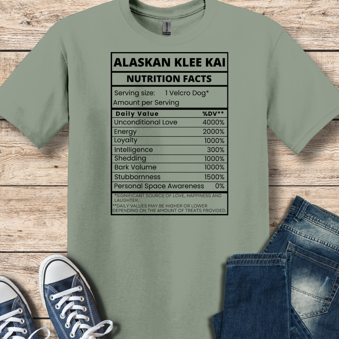 Alaskan Klee Kai Nutritional Facts T-Shirt