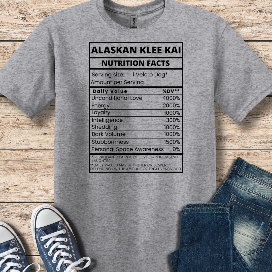 Alaskan Klee Kai Nutritional Facts T-Shirt