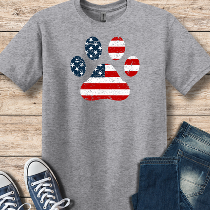 American Flag Paw Print Tee