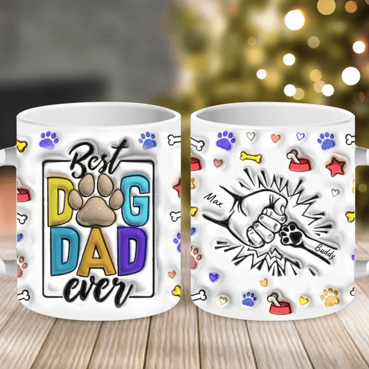 Customizer Ceramic Mug, (11oz, 15oz) / Default / 11oz Best Dog Dad Ever Personalized Mug - 11oz & 15oz