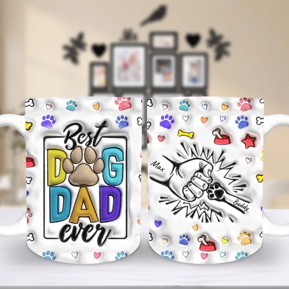 Customizer Ceramic Mug, (11oz, 15oz) / Default / 15oz Best Dog Dad Ever Personalized Mug - 11oz & 15oz