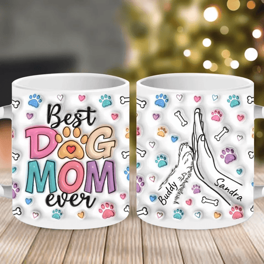 Customizer Ceramic Mug, (11oz, 15oz) / Default / 11oz Best Dog Mom Ever Personalized Mug - 11oz & 15oz