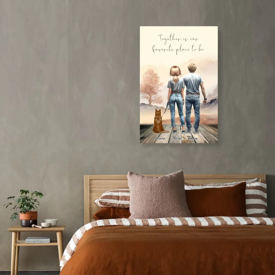 Customizer Couple & Dog Personalized Poster - Together is our favorite place to be