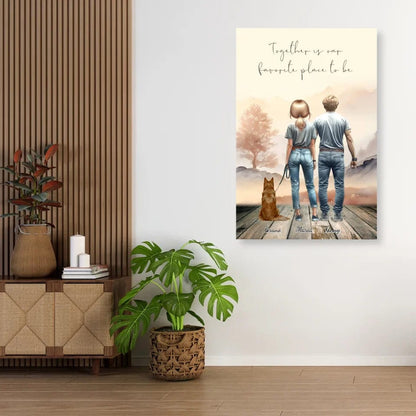 Customizer Couple & Dog Personalized Poster - Together is our favorite place to be