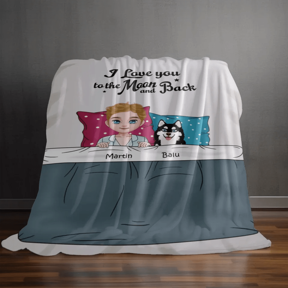 Customizer I Love you to the Moon and Back Personalized Dog Dad Blanket