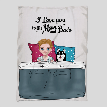 Customizer I Love you to the Moon and Back Personalized Dog Dad Blanket