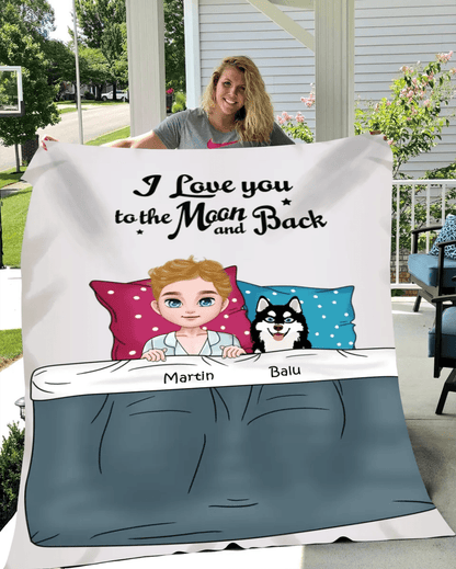 Customizer I Love you to the Moon and Back Personalized Dog Dad Blanket