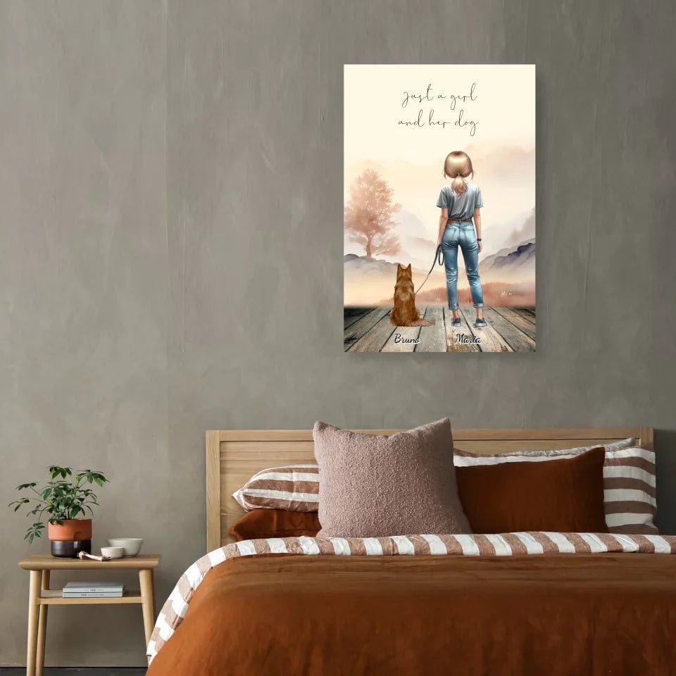 Customizer Just a girl and her dog - Personalized Canvas