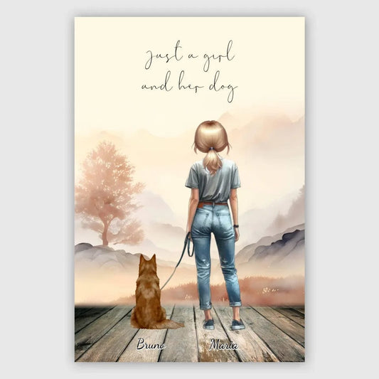 Customizer Matte Vertical Posters / Default / 8x12 inch Just a girl and her dog - Personalized Poster