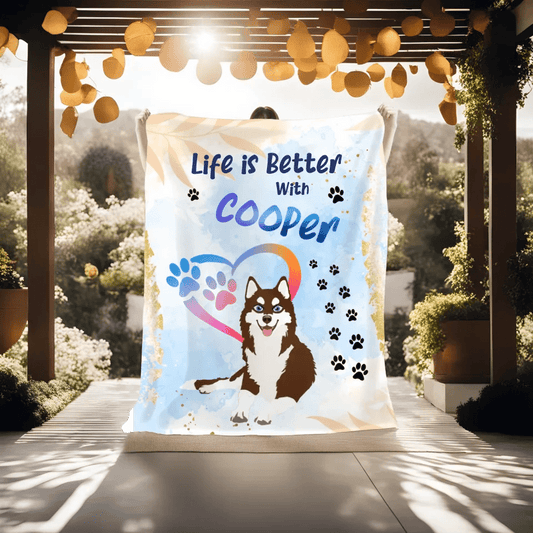 Customizer Sherpa Fleece Blanket / Default / 50" × 60" Life is Better with Dog Personalized Blanket