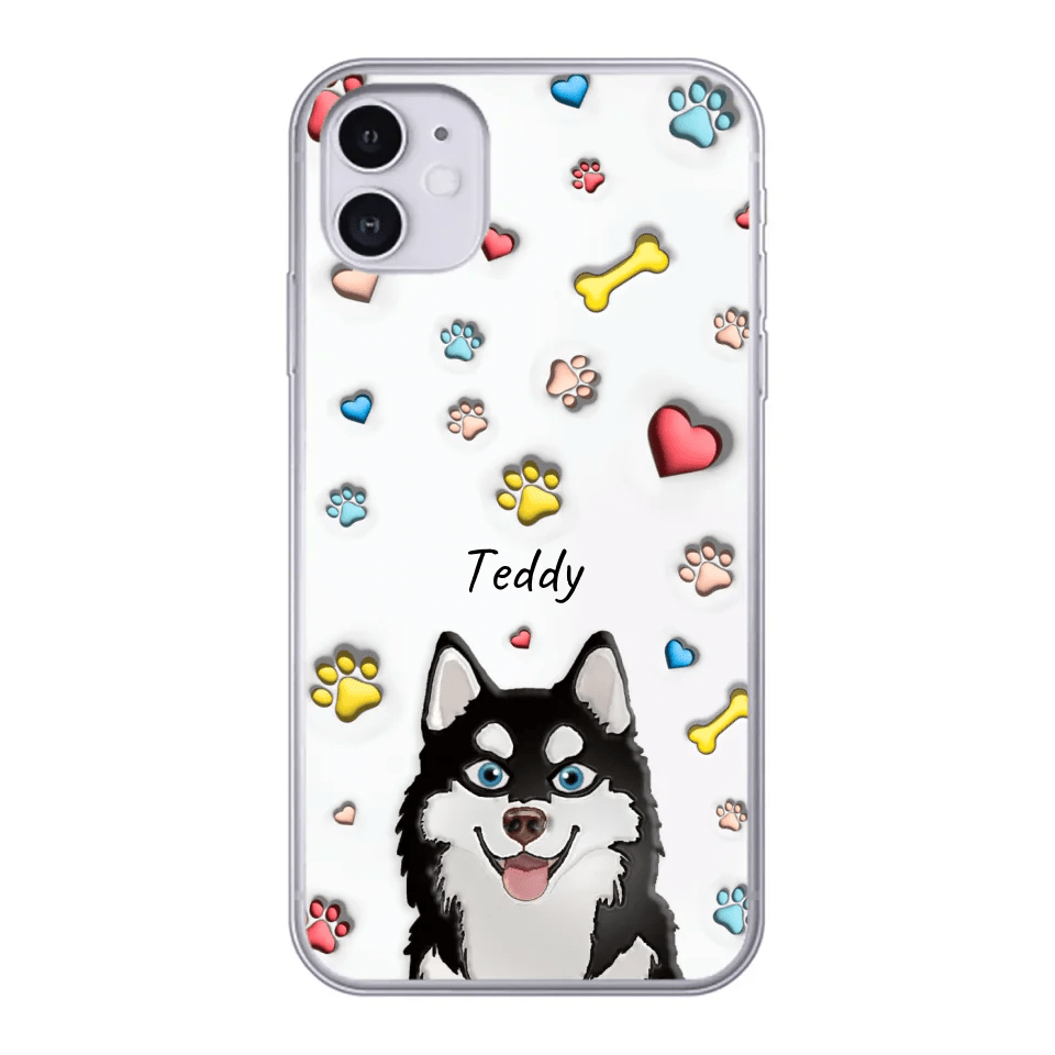 Customizer Clear Cases / Default / iPhone 11 Personalized 3d inflated iPhone Case for Dog Lovers