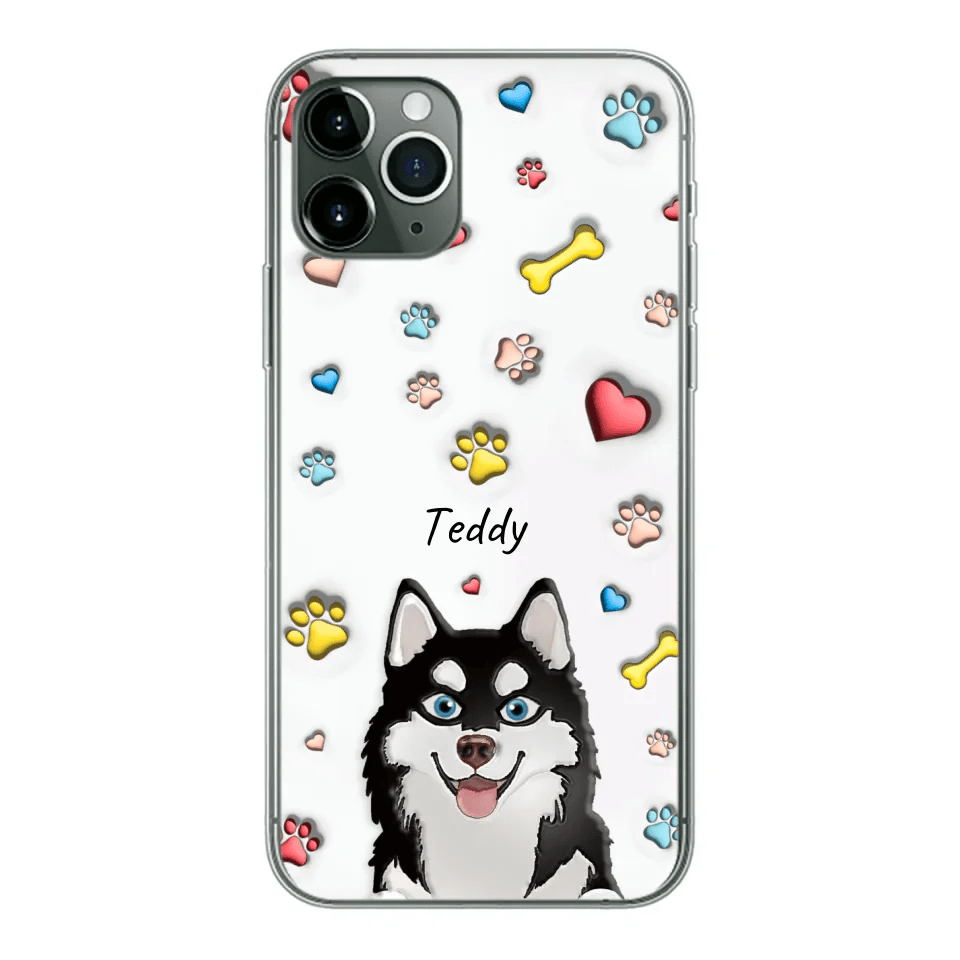 Customizer Clear Cases / Default / iPhone 12 Pro Personalized 3d inflated iPhone Case for Dog Lovers