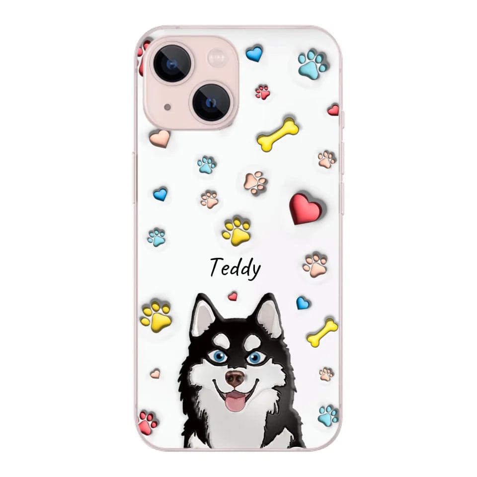 Customizer Clear Cases / Default / iPhone 13 Personalized 3d inflated iPhone Case for Dog Lovers