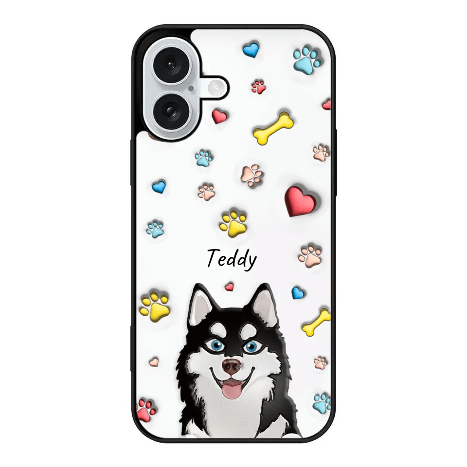 Customizer Clear Cases / Default / iPhone 16 Plus Personalized 3d inflated iPhone Case for Dog Lovers