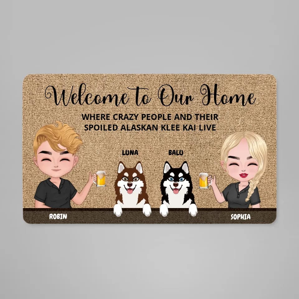 Customizer Personalized Doormat / Default / 18'' × 30'' Personalized Alaskan Klee Kai Doormat - Welcome to Our Home