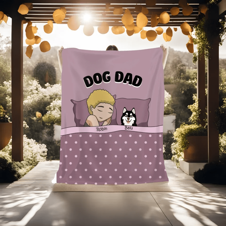 Customizer Sherpa Fleece Blanket / Default / 50" × 60" Personalized Dog Dad Blanket