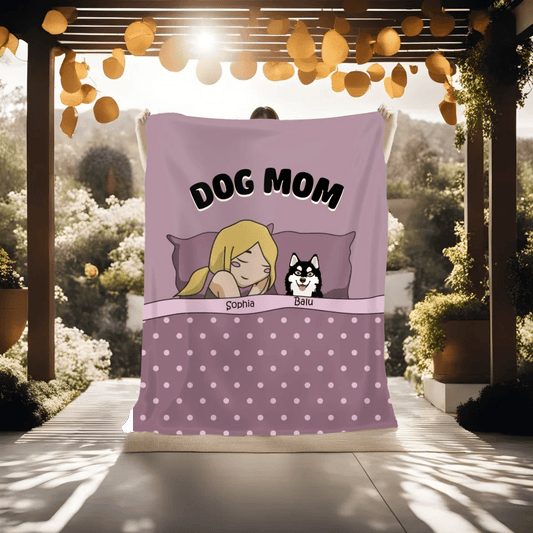 Customizer Sherpa Fleece Blanket / Default / 50" × 60" Personalized Dog Mom Blanket