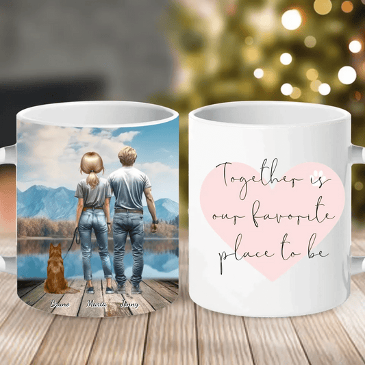 Customizer Ceramic Mug, (11oz, 15oz) / Default / 11oz Together is our favorite place to be - Personalized Mug