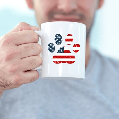 Mug Ceramic Mug, American Flag Paw (11oz, 15oz)