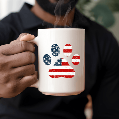 Mug Ceramic Mug, American Flag Paw (11oz, 15oz)