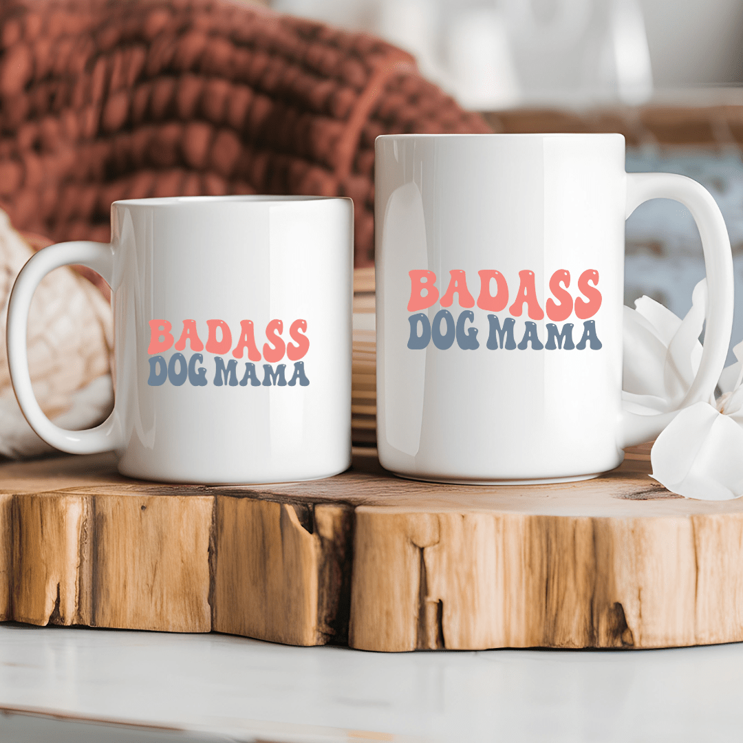 Mug Ceramic Mug, Badass Dog Mom Color (11oz, 15oz)