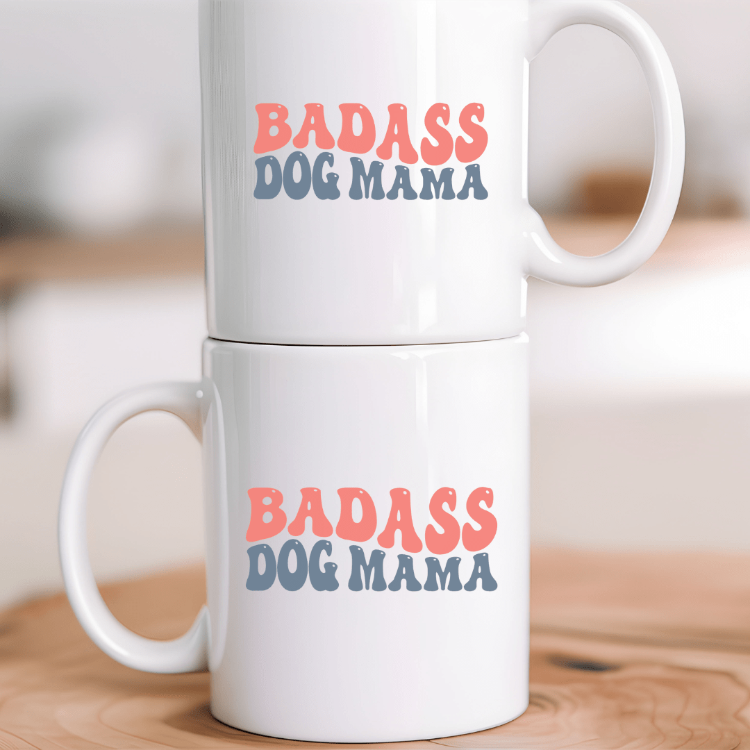 Mug 11oz Ceramic Mug, Badass Dog Mom Color (11oz, 15oz)