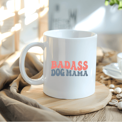 Mug Ceramic Mug, Badass Dog Mom Color (11oz, 15oz)