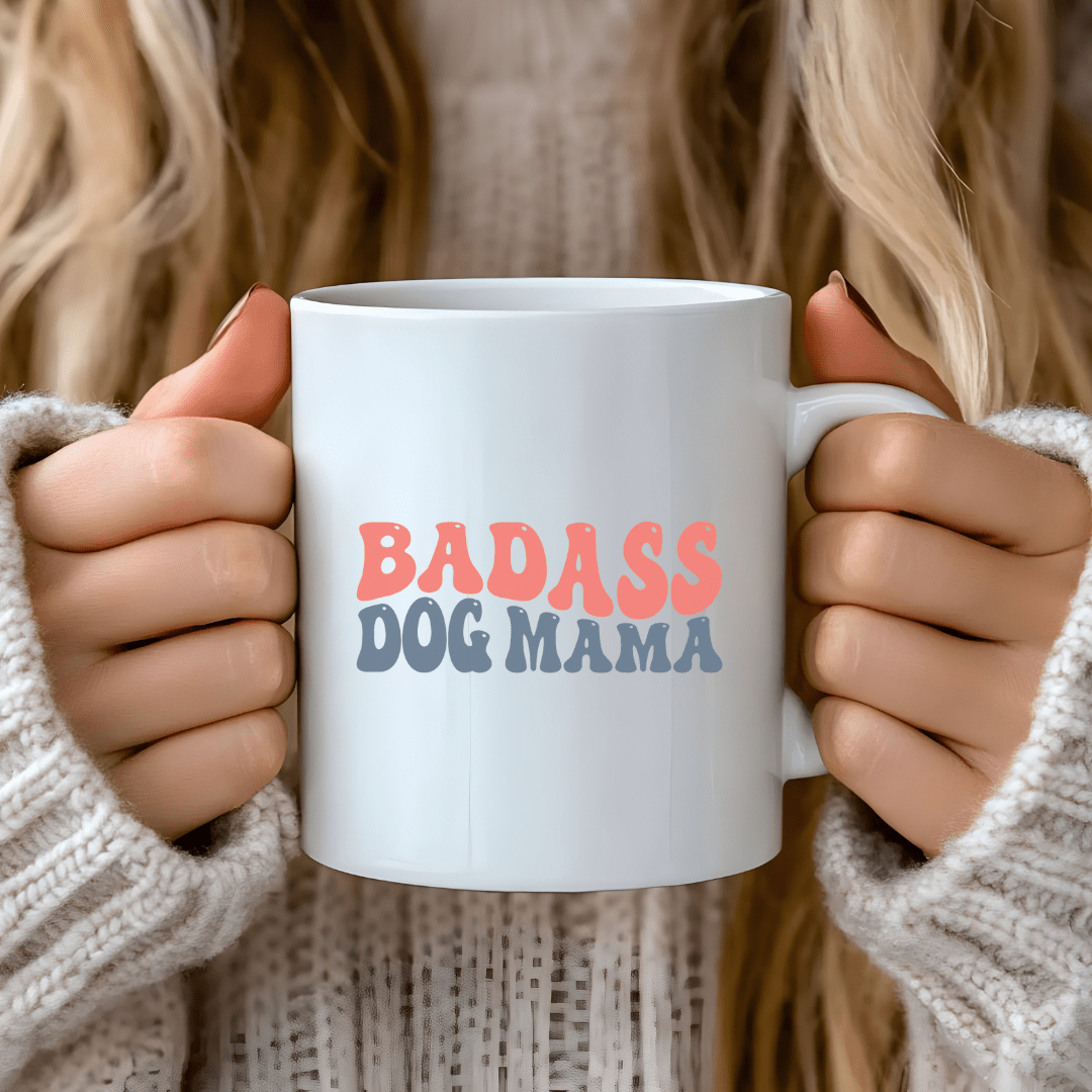 Mug Ceramic Mug, Badass Dog Mom Color (11oz, 15oz)