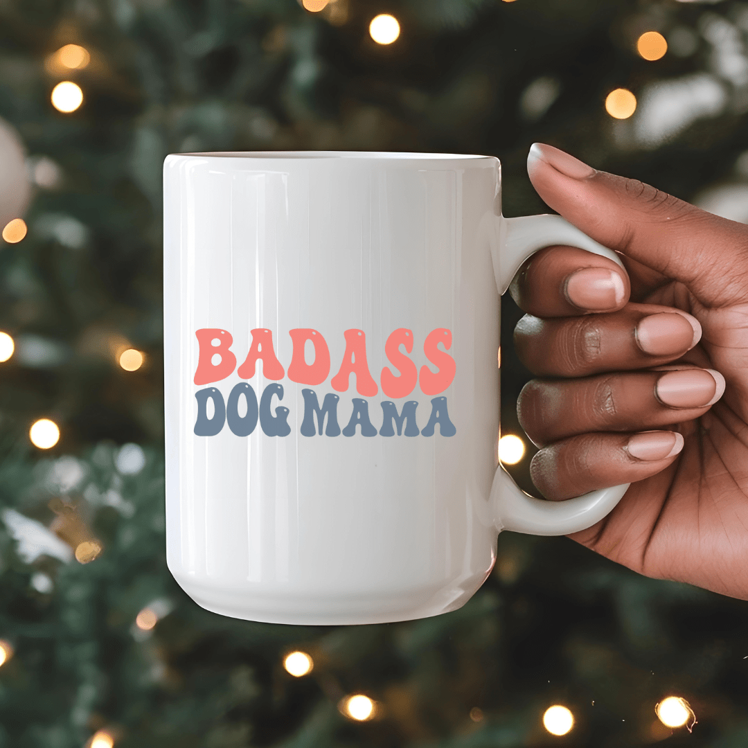 Mug Ceramic Mug, Badass Dog Mom Color (11oz, 15oz)