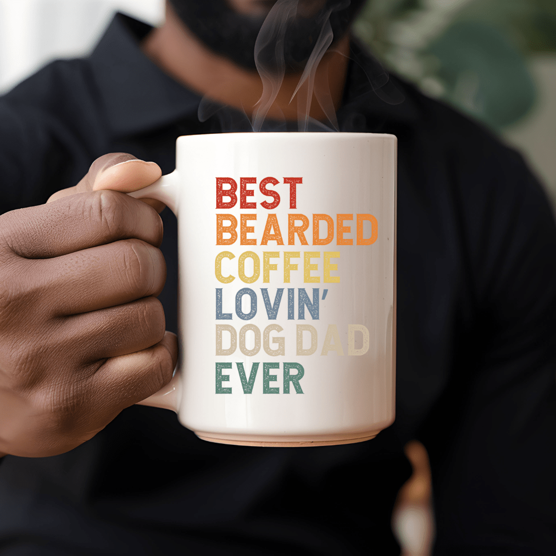 Mug Ceramic Mug, Best Bearded Coffee Lovin' Dog Dad Ever (11oz, 15oz)