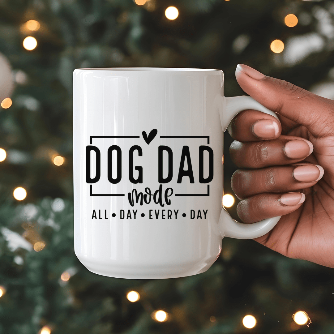 Mug Ceramic Mug, Dog Dad Mode black (11oz, 15oz)