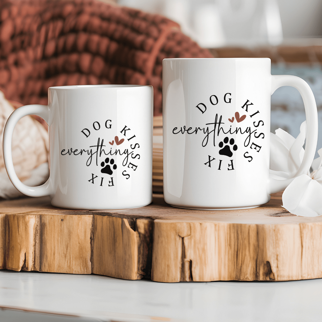 Mug Ceramic Mug, Dog Kisses Fix Everything (11oz, 15oz)