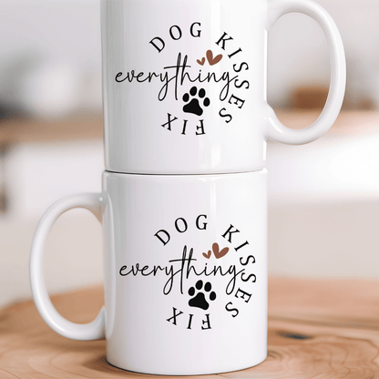 Mug 11oz Ceramic Mug, Dog Kisses Fix Everything (11oz, 15oz)