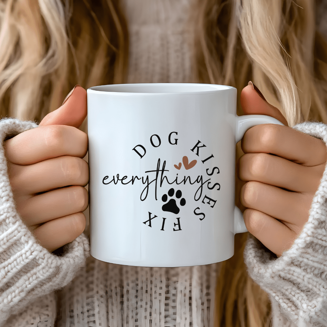 Mug Ceramic Mug, Dog Kisses Fix Everything (11oz, 15oz)