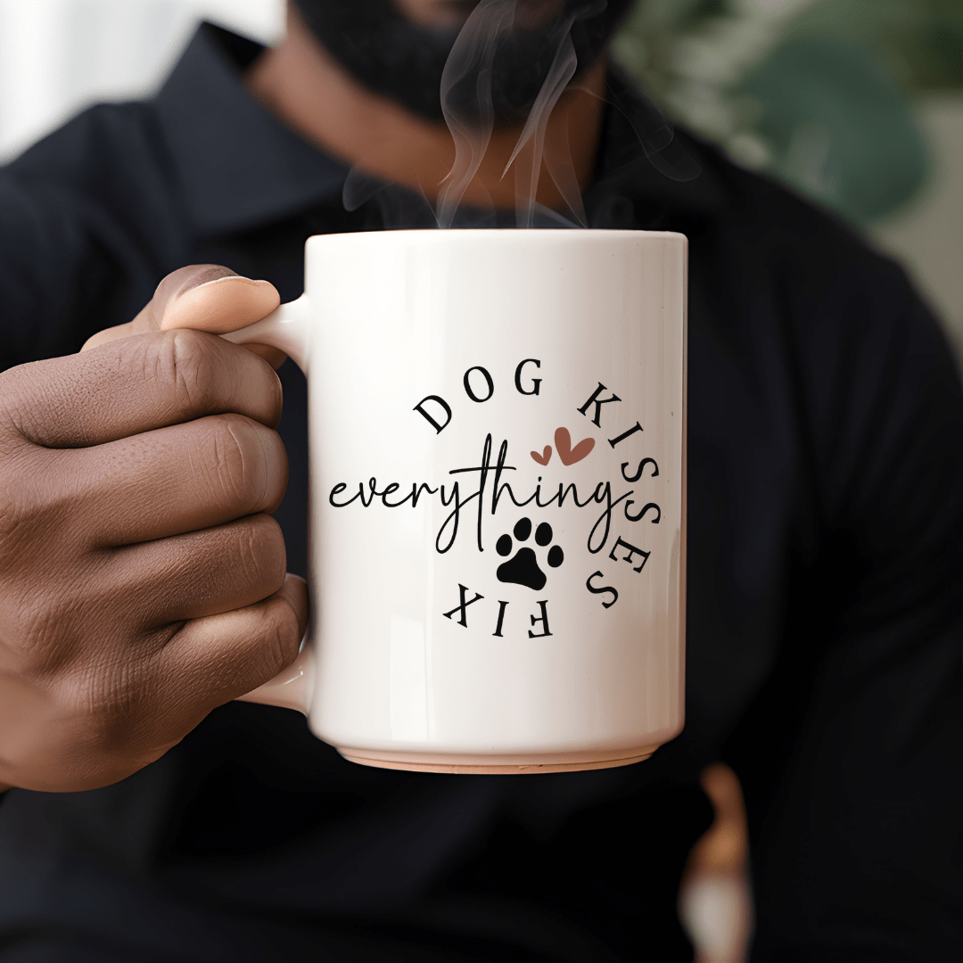 Mug Ceramic Mug, Dog Kisses Fix Everything (11oz, 15oz)