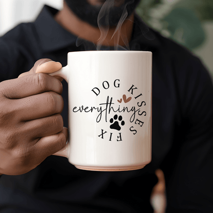 Mug Ceramic Mug, Dog Kisses Fix Everything (11oz, 15oz)