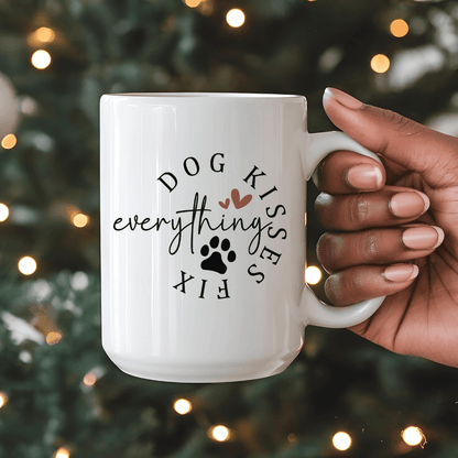 Mug Ceramic Mug, Dog Kisses Fix Everything (11oz, 15oz)