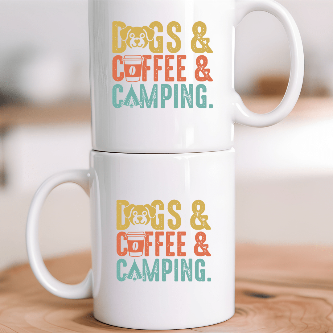 Mug 11oz Ceramic Mug, Dogs Coffee & Camping (11oz, 15oz)