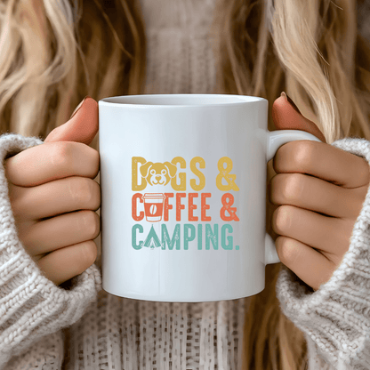 Mug Ceramic Mug, Dogs Coffee & Camping (11oz, 15oz)