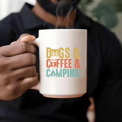 Mug Ceramic Mug, Dogs Coffee & Camping (11oz, 15oz)