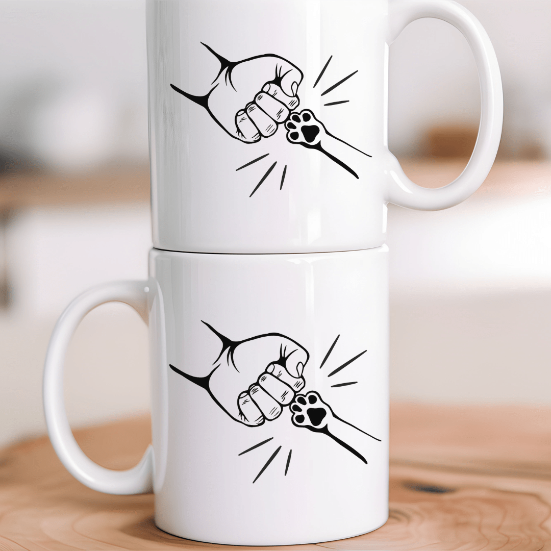 Mug 11oz Ceramic Mug, Fist bump with pow marks (11oz, 15oz)