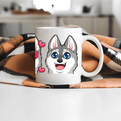 Mug Ceramic Mug, Klee Kai Emoji Style G/W (11oz, 15oz)