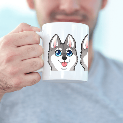 Mug 11oz Ceramic Mug, Klee Kai Emoji Style G/W (11oz, 15oz)