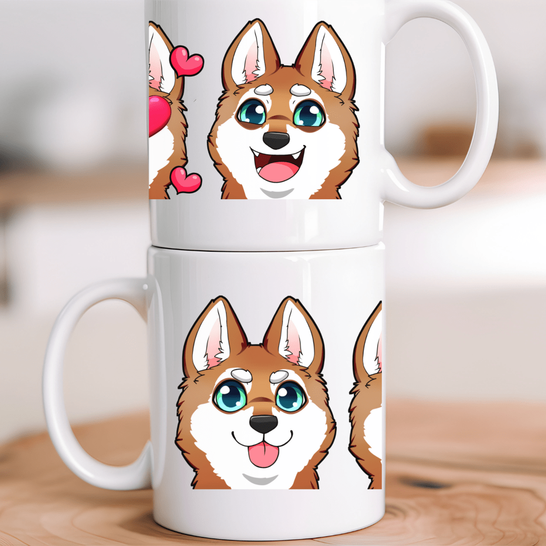 Mug Ceramic Mug, Klee Kai Emoji Style R/W (11oz, 15oz)