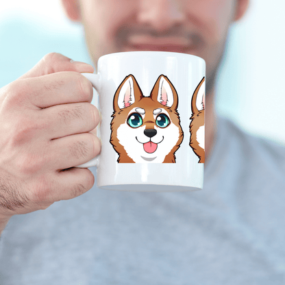 Mug 11oz Ceramic Mug, Klee Kai Emoji Style R/W (11oz, 15oz)