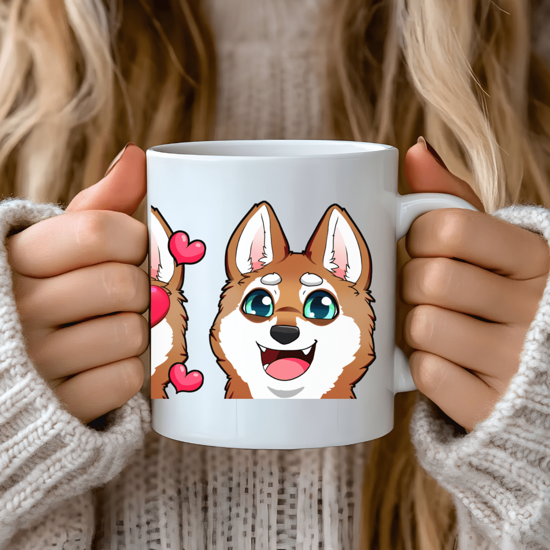 Mug Ceramic Mug, Klee Kai Emoji Style R/W (11oz, 15oz)