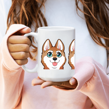 Mug 15oz Ceramic Mug, Klee Kai Emoji Style R/W (11oz, 15oz)