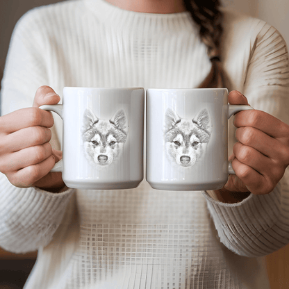 Mug 15oz Ceramic Mug, Klee Kai Sketch (11oz, 15oz)