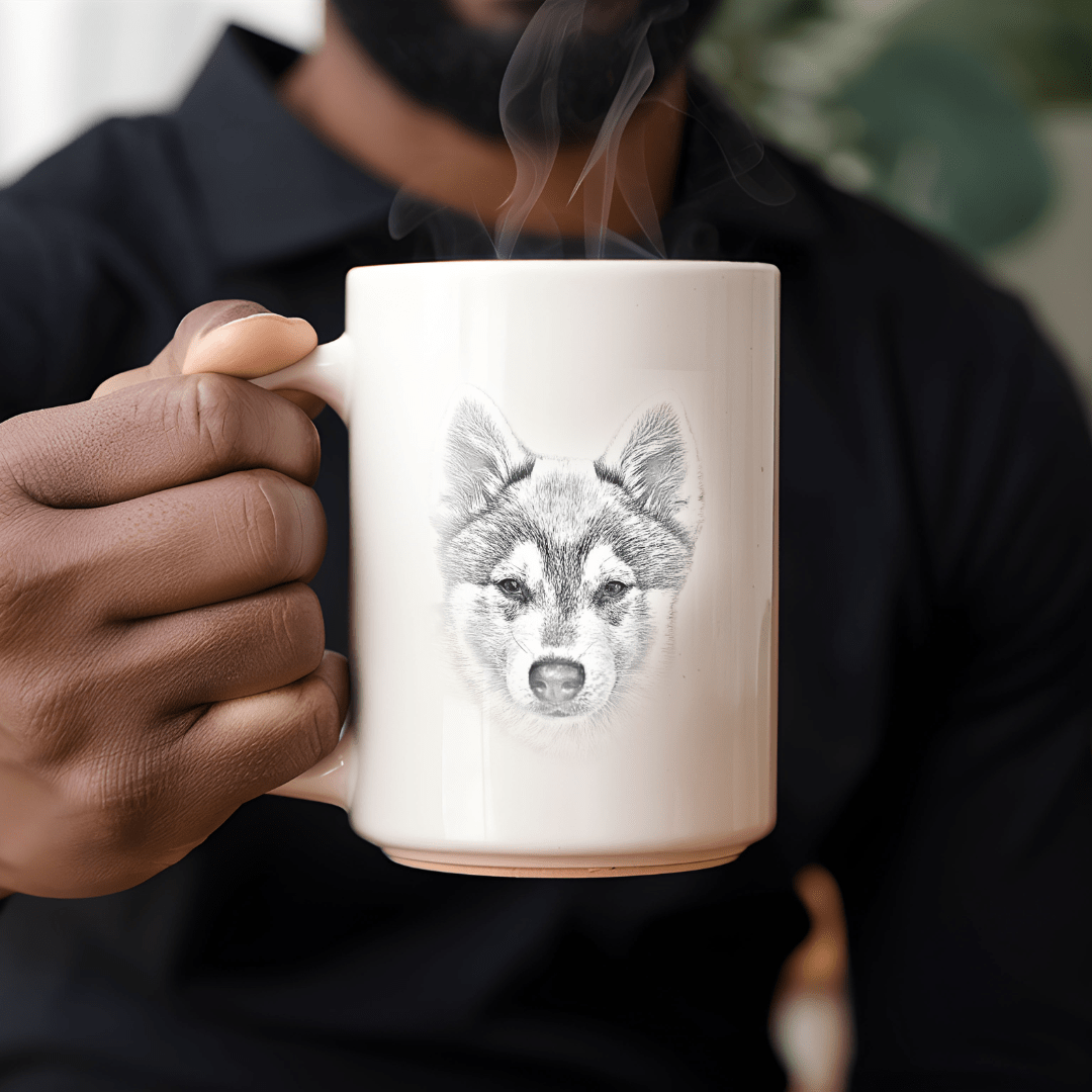 Mug Ceramic Mug, Klee Kai Sketch (11oz, 15oz)